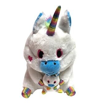 Large white rainbow unicorn with attached baby